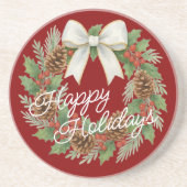 Classy Dezemberkranz mit weißem Bow-Urlaub Getränkeuntersetzer (Vorne)