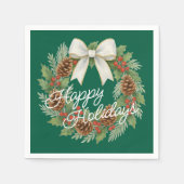 Classy Dezemberkranz mit weißem Bow-Urlaub Serviette (Vorderseite)