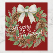 Classy Dezemberkranz mit weißem Bow-Urlaub Weinetikett (Einzelnes Label)