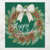 Classy Dezemberkranz mit weißem Bow-Urlaub Weinetikett (Einzelnes Label)