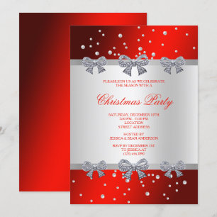 Classy Diamond Bows & Pearls Weihnachten Einladung
