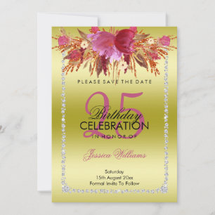 Classy Diamond Glitzer Wasserfarben Blume Geburtst Save The Date
