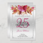 Classy Diamond Glitzer Wasserfarben Blume Geburtst Save The Date (Vorne/Hinten)