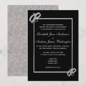 Classy Diamond Silver Wedding Rings Wedding Einladung (Vorne/Hinten)