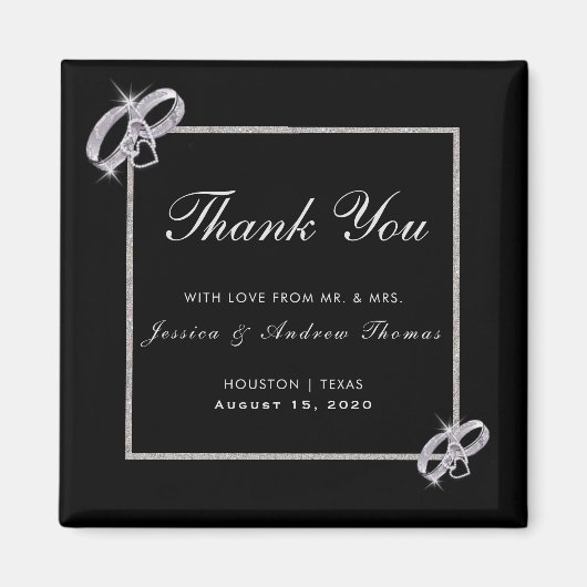 Classy Diamond Silver Wedding Rings Wedding Magnet (Vorne)