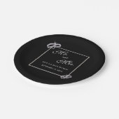 Classy Diamond Silver Wedding Rings Wedding Pappteller (Schrägansicht)