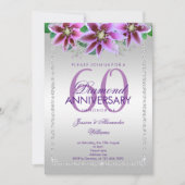 Classy Diamonds & Blume 60. Hochzeitstag Einladung (Vorderseite)