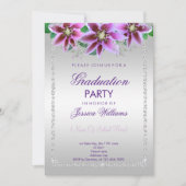 Classy Diamonds & Blume Abschluss Einladung (Vorderseite)