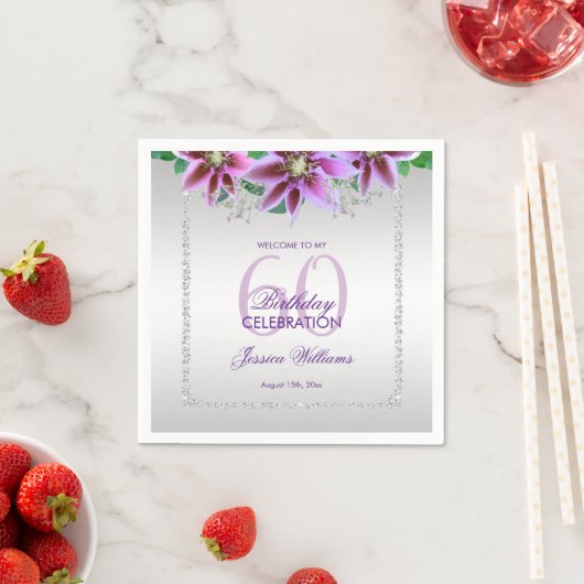 Classy Diamonds & Blume Geburtstag Serviette (Beispiel)