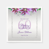Classy Diamonds & Blume Geburtstag Serviette (Vorderseite)