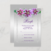 Classy Diamonds & Blume zum Geburtstag RSVP Karte (Vorne/Hinten)