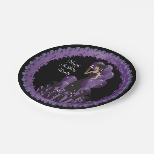 Classy Diva Girl's Party | Personalisiere | Lila Pappteller (Schrägansicht)