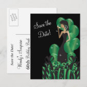 Classy Diva Girl's Party | SAVE THE DATE | Grün Ankündigungspostkarte (Vorne/Hinten)