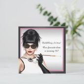 Classy Diva Pink und Black Birthday Einladung (Stehend Vorderseite)