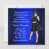 Classy Diva Royal Blue Birthday Party Einladung (Rückseite)