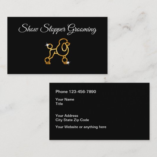Classy Dog Grooming Gold Poodle Design Visitenkarte (Vorne/Hinten)