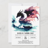 Classy Dragon Birthday Custom Einladung (Vorderseite)