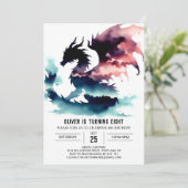 Classy Dragon Birthday Custom Einladung (Stehend Vorderseite)