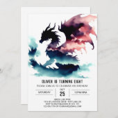 Classy Dragon Birthday Custom Einladung (Vorne/Hinten)