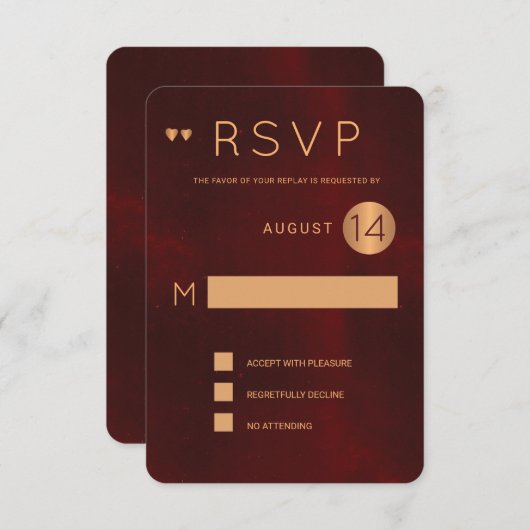 Classy dunkelburgund metallische Kupferhochzeit rs Einladung (Vorne/Hinten)