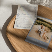 Classy Dusty Blue Floral Boho Botanical Wedding Einladung