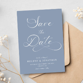 Classy Dusty Blue Minimalistisch Elegante Hochzeit Save The Date