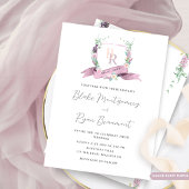 Classy Dusty Lila, Mauve, Pink Monogram Wedding Einladung