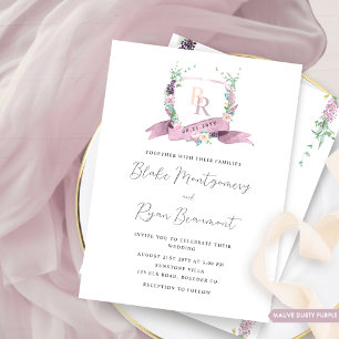Classy Dusty Lila, Mauve, Pink Monogram Wedding Einladung