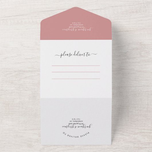 Classy Dusty Pink UAWG QR Code Hochzeit All In One Einladung (Außenbereich)