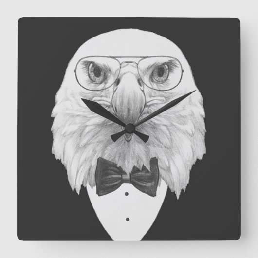 Classy Eagle Portrait Quadratische Wanduhr (Vorderseite)