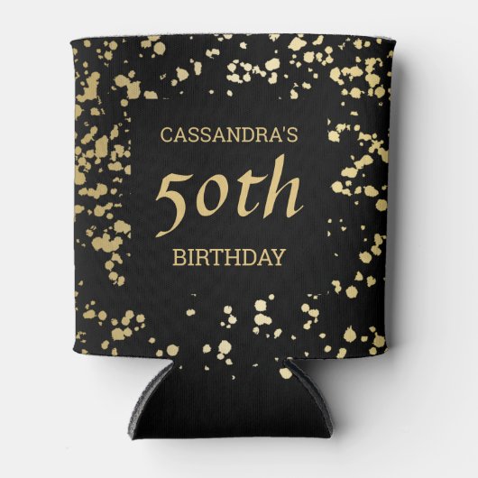 Classy Egypt Gold Sprinkles Black Birthday Dosenkühler (Vorderseite)