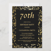 Classy Egypt Gold Sprinkles Black Birthday Einladung (Vorderseite)