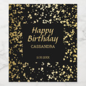 Classy Egypt Gold Sprinkles Black Birthday Weinetikett (Einzelnes Label)