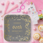 Classy Egypt Gold Sprinkles Gray Birthday Pappteller (Party)