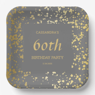 Classy Egypt Gold Sprinkles Gray Birthday Pappteller