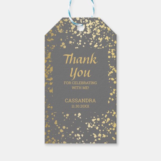 Classy Egypt Gold Sprinkles Gray Vielen Dank Geschenkanhänger (Vorderseite)