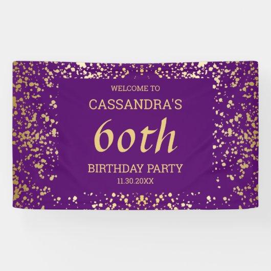Classy Egypt Gold Sprinkles Lila Geburtstag Banner (Horizontal)