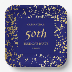 Classy Egypt Gold Sprinkles Navy Blue Geburtstag Pappteller