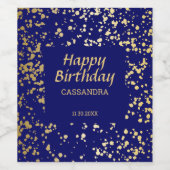 Classy Egypt Gold Sprinkles Navy Blue Geburtstag Weinetikett (Einzelnes Label)