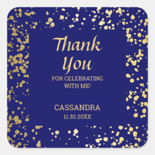 Classy Egypt Gold Sprinkles Navy Blue Vielen Dank Quadratischer Aufkleber