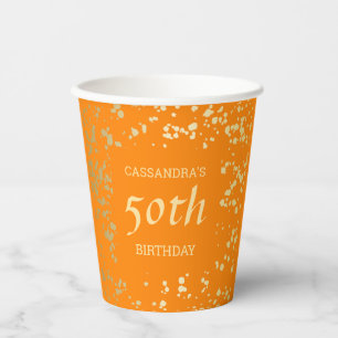 Classy Egypt Gold Sprinkles Orange Geburtstag Pappbecher
