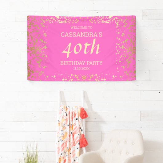 Classy Egypt Gold Sprinkles Rosa Geburtstag Banner (Insitu)