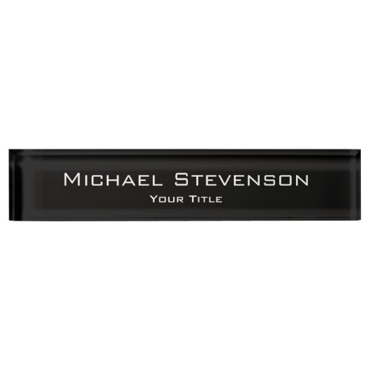 Classy Einzigartige Schwarz-weiße Elegant Desk Nam Namensplakette (Vorderseite)