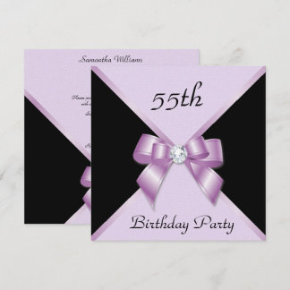Classy Elegance Lilac & Black 55. Geburtstagsparty Einladung