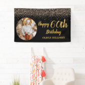 Classy Elegant 60. Geburtstag Black Gold Glitzer  Banner (Insitu)