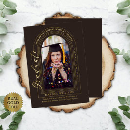 Classy Elegant Arched Foto Brown Abschluss Folieneinladung
