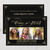 Classy Elegant Black 2013 Abschluss Foto Einladung (Vorne/Hinten)
