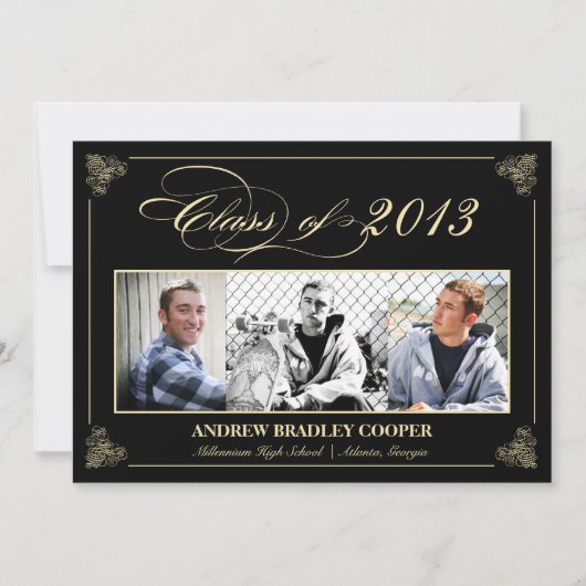 Classy Elegant Black 2013 Abschluss Foto Einladung (Vorderseite)