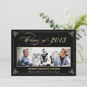 Classy Elegant Black 2013 Abschluss Foto Einladung (Stehend Vorderseite)
