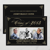 Classy Elegant Black 2013 Abschluss Foto Einladung (Vorne/Hinten)